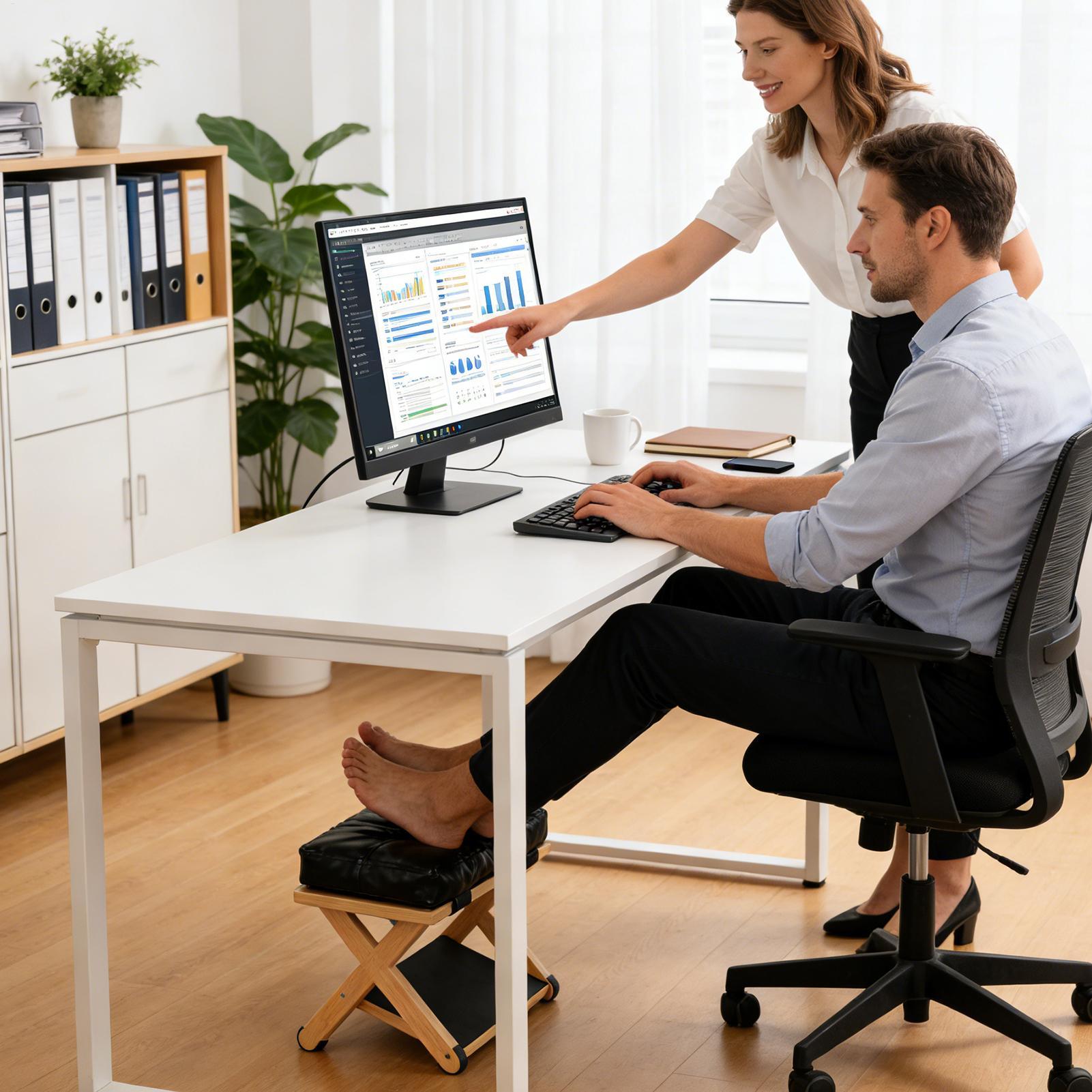 Office Footrest Cushion - Подставка для ног под стол, деревянная,
