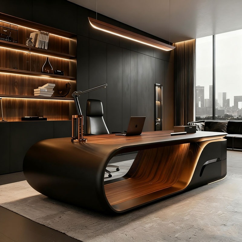 Office Furniture Manufacturers - Роскошный современный L-образный офисный стол руководителя