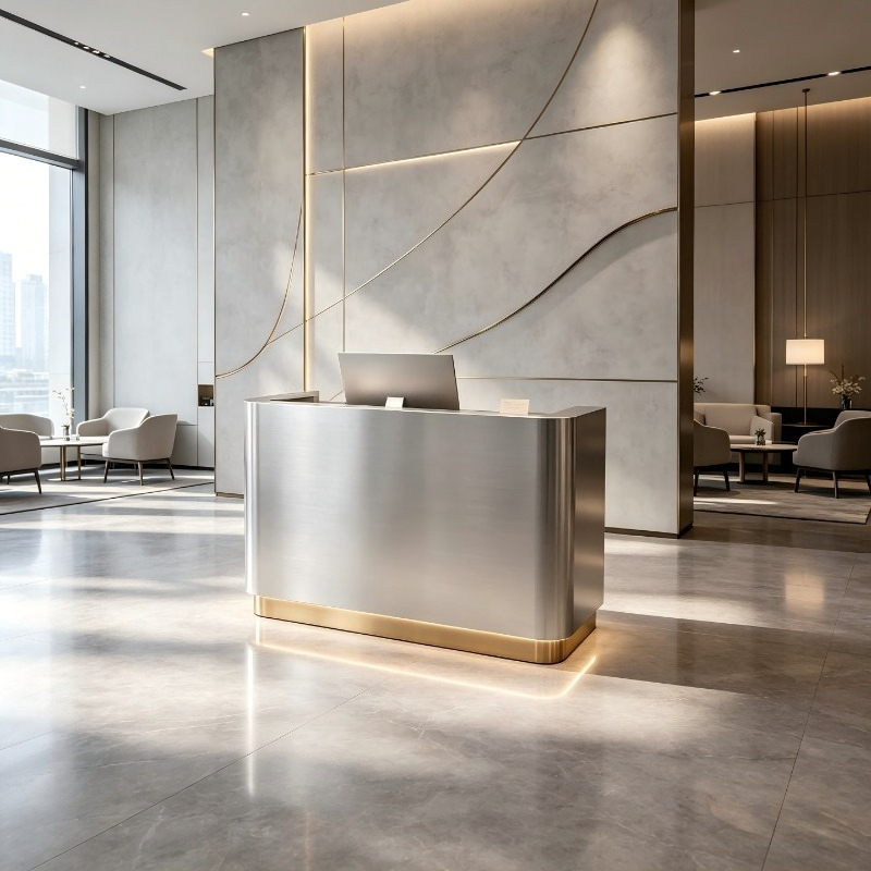 Office Furniture Company - Итальянская стойка ресепшн из нержавеющей стали,