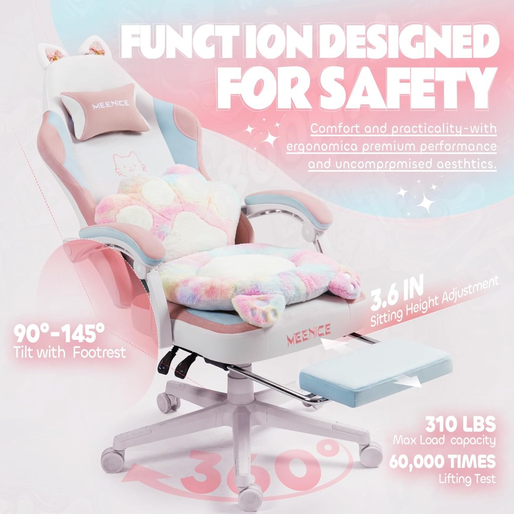 Office Footrest Cushion - Игровое кресло, милое с кошачьими ушками,